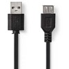 Nedis USB-Kabelis | USB 2.0 | USB-A Stecker | USB-A Buchse - 480 Mbps | Vernickelt | 2.00 m | Rund | PVC | Juodas | Box