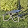 Nsh Nordic Vaikiškas stalo/suolo komplektas HORTUS X-modelis juoda fanera ir antracito spalvos rėmas (801-090)