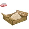 Nsh Nordic NORDIC PLAY smėlio dėžė 120x120 cm su sūpuojamu dangčiu ir suoliuku bei 240 kg sertifikuoto smėlio (805-733)
