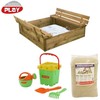 Nsh Nordic NORDIC PLAY smėlio dėžė su suoliuku ir dangčiu 120 x 120 cm slėginė pompa su 240 kg smėlio ir žaliu kibiru (805-745)