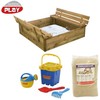 Nsh Nordic NORDIC PLAY smėlio dėžė su suoliuku ir dangčiu 120 x 120 cm slėginė pompa su 240 kg smėlio ir mėlynu kibiru (805-744)