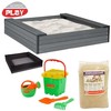 Nsh Nordic NORDIC PLAY smėlio dėžė su sėdyne 24 x 120 x 120 cm WPC su tinklu, 240 kg smėlio ir žaliu kibiru (805-737)