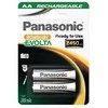 1x2 Panasonic Akku NiMH Mignon AA 2450 mAh įkraunamas Evolta