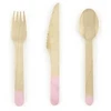 Party Deco PartyDeco SDR1-081J, 6 asmuo(-ys), Vienkartinės šakutės, Vienkartinis peilis, Vienkartinis šaukštas, Mediena, Rožinė, Mediena, Vienspalvis, 160 mm