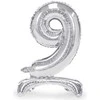 Party Deco Folinis balionas skaičius 9 sidabrinis pastatomas