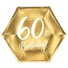 Party Deco Auksinės popierinės lėkštės, 60 metų