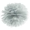PartyDeco Popierinis Pom-Poms, 25cm, Spalva: Sidabrinė