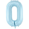 PartyDeco Folinis balionas "0" melsvas, 86 cm
