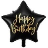 Party Deco PartyDeco Folinis balionas "Happy Birthday" 40cm juodas
