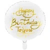 PartyDeco Folinis balionas "Happy birthday" baltas 35 cm