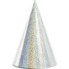 Party Deco Gimtadienio kepuraitės sidabrinės blizgios 16cm 6 vnt