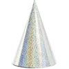 Party Deco Gimtadienio kepuraitės sidabrinės blizgios 16cm 6 vnt