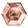 Party Deco Popierinės lėkštutės rausvos "Bride squad" 6 vnt
