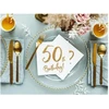 Party Deco Servetėlės 3 sluoksnių "50 gimtadienis" baltos