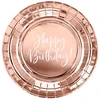 Party Deco Popierinės lėkštutės rausvos "Happy birthday" 6 vnt