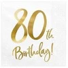Party Deco Servetėlės 3 sluoksnių "80 gimtadienis" baltos