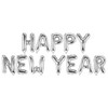 PartyDeco Foliniai balionai "HAPPY NEW YEAR" sidabriniai, 35cm