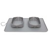 Paw Love - Square silicone bowl (2 bowls) (Medium) - Dark pilka