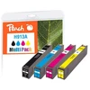 Peach PI300-744, Juoda, Žydra, Purpurinė, Geltona, Pigmentiniai rašalai, Pigmentiniai rašalai, 64 ml, 35 ml, 4 vnt.