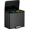 Šiukšliadėžė EKO Pedal bin, Essential, juodos spalvos, nerūdijančio plieno, 3 sekcijų, 3x9 l, su minkšto uždarymo dangteliu