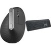 Logitech MX vertikali ergonominė pelė (910-005448) + MX Keys S belaidės grafito spalvos, JAV (920-011587)