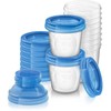 „Philips Avent“ daugkartinio naudojimo motinos pieno laikymo puodeliai, 180 ml, skaidrūs, mėlyni, 10 vnt.