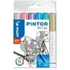 Pilot Pen Pilot Pintor Metal, 6 vnt., Mėlyna, Auksinė, Žalia, Rožinė, Sidabrinė, Violetinė, Plonas galiukas, Įvairių spalvų, Apvalus, 2,3 mm