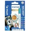 Pilot Pen Pilot Pintor Metal, 6 vnt., Mėlyna, Auksinė, Žalia, Rožinė, Sidabrinė, Violetinė, Plonas galiukas, Įvairių spalvų, Apvalus, 2,3 mm