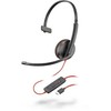 Plantronics POLY Blackwire C3210, Laidinis, Skambučiai / Muzika, 87 g, Ausinės, Juoda, Raudona
