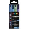 POSCA PC-3M 4 vnt. blizgučių, šaltos spalvos (mėlyna, šviesiai mėlyna, žalia, violetinė)