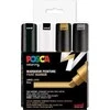 Posca - PC8K - Broad Tip Pen - Gold, Sidabrinis, Juodas and Baltas, 4 pc