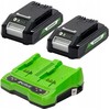 Priedu rinkinys Greenworks GSK24B4X 24 V 2x4,0 Ah + pakrovejas