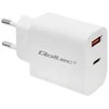 QOLTEC 51714 Įkroviklis 18W 5-12V 1.5-3A USB tipas C PD USB QC 3.0 Baltas
