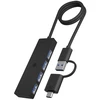 RaidSonic ICY BOX IB-HUB1424-C3, USB 3.2 Gen 1 (3.1 Gen 1) Type-A + Type-C, USB 3.2 Gen 1 (3.1 Gen 1) Type-A, 5000 Mbit/s, juodas, plastikas, 0,6 m