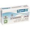 Rapid standartinis 24/6, sąsagėlių pakuotė, 24/6, 6 mm, tvirtinimas, 1000 sąsagėlių, cinko spalvos