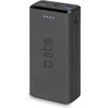 SBS išorinė baterija, 2x USB, 20.000 mAh, juoda