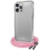 Dėklas Rožinė SBS Permatomas dangtelis su kaklo dirželiu iPhone 13 Pro, rožinis