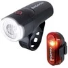 Sigma „Sport Aura 30“ + „Curve“ komplektas, galinis apšvietimas + priekinis apšvietimas (komplektas), juodas, IPX4, LED, raudona/balta, mirksinti šviesa, nuolatinė šviesa