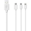 Sinox 3 viename laidas su „Lightning“, USB-C ir „Micro USB“. 1 m. Baltas.