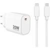Sinox Beslag Sinox PRO sieninis įkroviklis USB-C PD 20 W su USB-C kabeliu. Baltas, vidaus, AC, 2 m, baltas