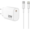 Sinox Beslag Sinox PRO sieninis įkroviklis USB-C PD 20W su Lightning kabeliu. Baltas, vidaus, AC, 2 m, baltas