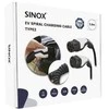 Sinox spiralinis elektromobilių įkrovimo kabelis, 3 režimas, 32A, 3 fazės, 5 m, juodas.