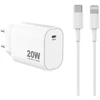 Sinox Beslag Sinox PRO sieninis įkroviklis USB-C PD 20W su Lightning kabeliu. Baltas, vidaus, AC, 2 m, baltas