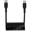 Sinox USB C spiralinis kabelis. 1 m. Juoda