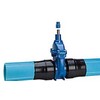 Sklendė 250 mm. AVK - PN10. Su „Safetech PE100RC“ vamzdžių antgaliais ir „Duplex“ velenu.