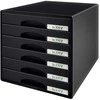Leitz Esselte-Leitz LEITZ Schubladenbox Plus, 6 Schübe, juodas für Format DIN A4 Maxi, Schubladen mit Auszugsstopp, - 1 vnt. (5212-00-95)