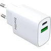 SMARTLINE Sieninis įkroviklis USB-C/USB-A PD 20W/QC 18W, baltas