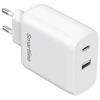 Dėklas SMARTLINE Sieninis įkroviklis USB-C/USB-A PD 65W/QC 12W baltas