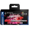 Staedtler MultiInk Pigment Arts brush pen komplektas 6 reds&amp;pinks retail