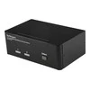 StarTech.com 2 prievadų dvigubas „DisplayPort“ USB KVM jungiklis su garsu ir USB 2.0 šakotuvu, 3840 x 2400 pikselių, 4K „Ultra HD“, 18 W, juodas